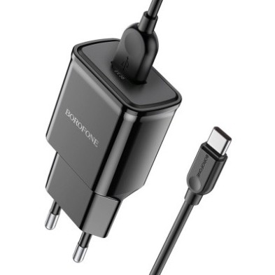 Borofone BA59A 18W QC3.0 USB Fast Charger with Type C Cable