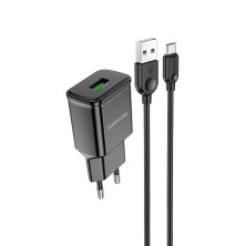 Cargador Borofone BA59A 18W con Cable USB-C – Carga Rápida y Segura