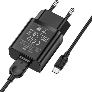 Cargador Rápido Borofone BA59A 18W con Cable Micro USB – Eficiencia y Seguridad