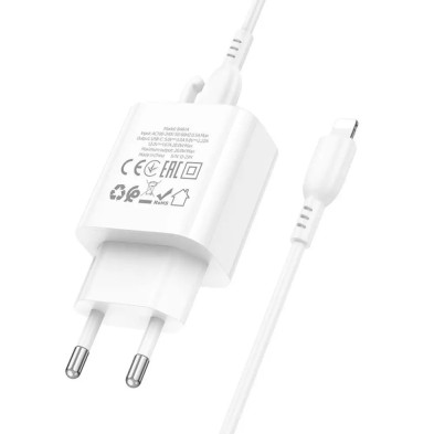 Cargador Borofone BA81A 20W + Cable USB-C a Lightning – Carga Rápida y Segura