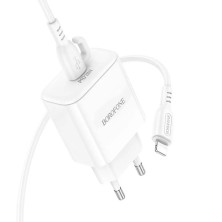 Cargador Borofone BA81A 20W + Cable USB-C a Lightning – Carga Rápida y Segura