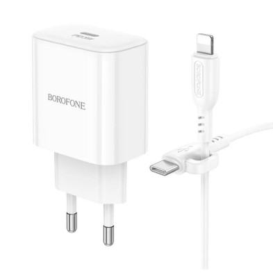 Borofone BA81A 20W Charger + USB-C to Lightning Cable – Fast and Safe Charging