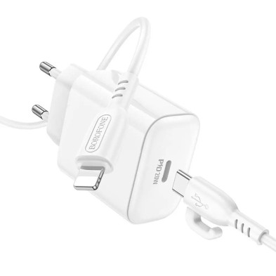 Cargador Borofone BA81A 20W + Cable USB-C a Lightning – Carga Rápida y Segura