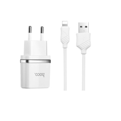 Cargador Dual USB con Cable Lightning Hoco C12 2.4A