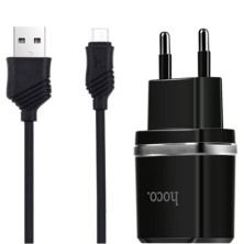 Hoco C12 Charger with Micro USB Cable – Double USB Port 2.4A