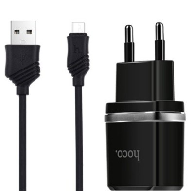 Cargador Hoco C12 con Cable Micro USB – Doble Puerto USB 2.4A