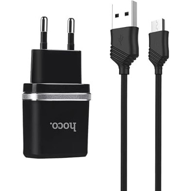 Hoco C12 Charger with Micro USB Cable – Double USB Port 2.4A