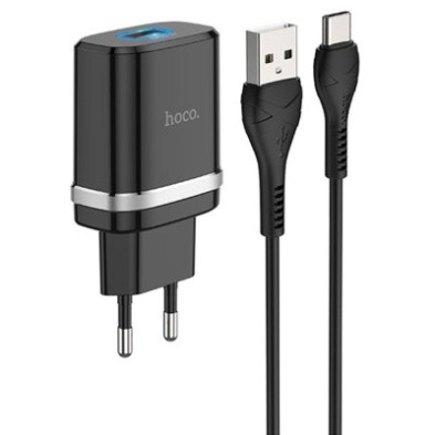 Cargador Rápido USB QC3.0 con Cable Tipo C Hoco C12Q 18W