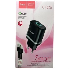 Cargador Hoco C12Q con Cable USB-C | Carga Rápida 18W y Seguridad Total