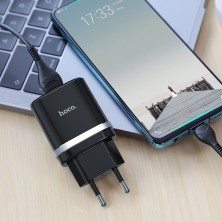 Cargador Hoco C12Q con Cable USB-C | Carga Rápida 18W y Seguridad Total