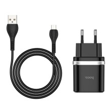 Cargador Hoco C12Q QC3.0 con Cable Micro USB – Carga Rápida de 18W Segura y Eficiente