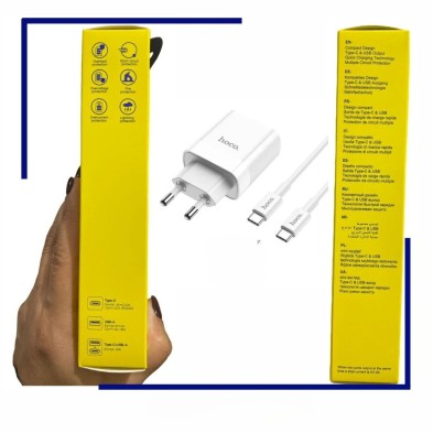 Hoco C80A Plus 20W Charger | Dual USB-A and Type-C with Fast Charging