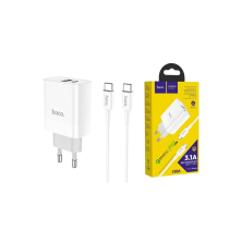 Hoco C80A Plus 20W Charger | Dual USB-A and Type-C with Fast Charging