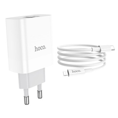 Hoco C80A 20W Charger + Lightning Cable | Fast Charging and Dual USB-C