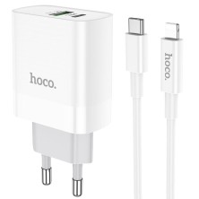 Hoco C80A 20W Charger + Lightning Cable | Fast Charging and Dual USB-C