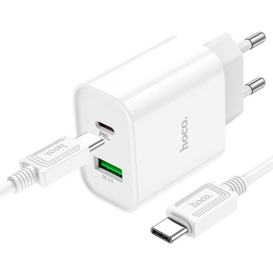 Hoco C80A 20W Charger + Lightning Cable | Fast Charging and Dual USB-C