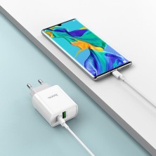 Cargador Hoco C80A 20W PD + QC3.0 con Cable USB-C | Carga Rápida Dual