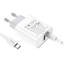 Hoco C80A 20W PD + QC3.0 Charger with USB-C Cable | Dual Quick Charge