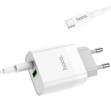 Hoco C80A 20W PD + QC3.0 Charger with USB-C Cable | Dual Quick Charge