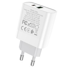 Cargador Hoco C80A 20W – Carga Rápida USB-A y USB-C para iPhone, Android y más