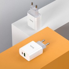 Cargador Hoco C80A 20W – Carga Rápida USB-A y USB-C para iPhone, Android y más