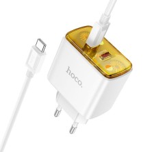 Hoco CS43A 45W Fast Charger | Dual USB-C | Type-C Cable Included