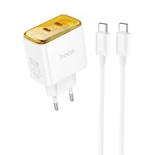 Cargador Rápido Hoco CS43A 45W | Doble USB-C | Cable Tipo-C Incluido