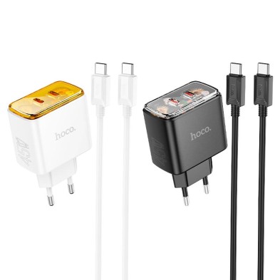 Cargador Rápido Hoco CS43A 45W | Doble USB-C | Cable Tipo-C Incluido