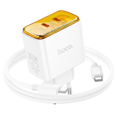 Cargador Rápido Hoco CS43A 45W | Doble USB-C | Cable Tipo-C Incluido