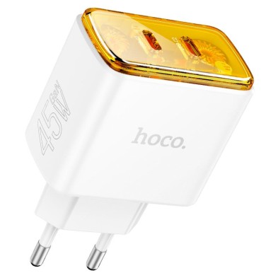 Hoco CS43A 45W Fast Charger | Dual USB-C | Type-C Cable Included