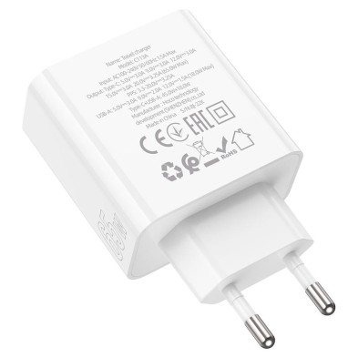 Hoco C113A 65W Charger | PD and QC3.0 Fast Charging | Dual USB-C + USB-A Port