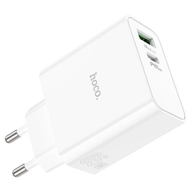 Cargador Hoco C113A 65W | Carga Rápida PD y QC3.0 | Doble Puerto USB-C + USB-A