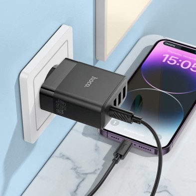 Hoco C127A 45W Charger | 1 USB-C + 3 USB-A | Fast and Safe Charging