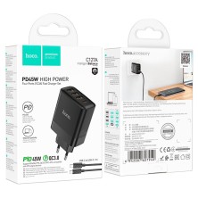 Hoco C127A 45W Charger | PD + QC3.0 Fast Charging | 4 Ports + Type-C Cable