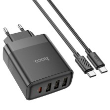 Hoco C127A 45W Charger | PD + QC3.0 Fast Charging | 4 Ports + Type-C Cable