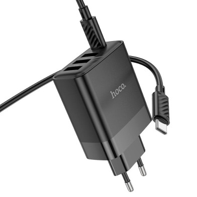 Hoco C127A 45W Charger | PD + QC3.0 Fast Charging | 4 Ports + Type-C Cable