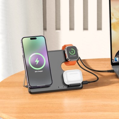 Hoco CQ1 3-in-1 Wireless Charger | MagSafe 15W for iPhone, iWatch and AirPods