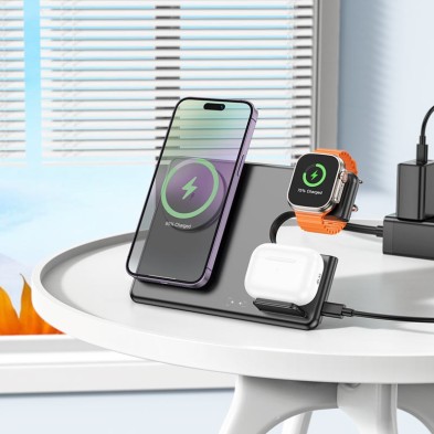 Hoco CQ1 3-in-1 Wireless Charger | MagSafe 15W for iPhone, iWatch and AirPods