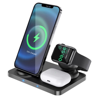 Hoco CW33 3 in 1 Wireless Charger Base 15W Fast Charging