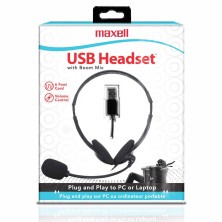 Maxell HP-BM6 USB Headset with Adjustable Microphone and Volume Control | Professional Sound and Comfort