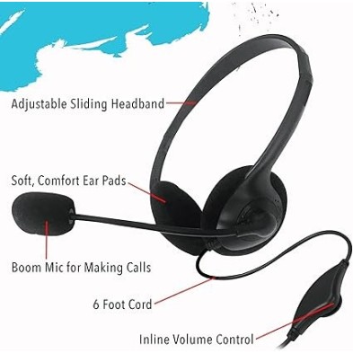 Maxell HP-BM6 USB Headset with Adjustable Microphone and Volume Control | Professional Sound and Comfort