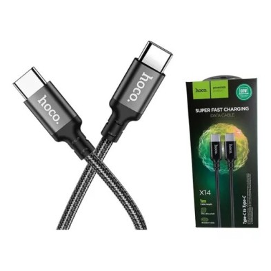 Cable USB-C a USB-C HOCO X14 60W – Carga Rápida y Durabilidad en 1 Metro