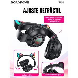 Borofone BO18 Bluetooth Headphones | Cat Ears with LED Lights