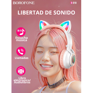 Borofone BO18 Bluetooth Headphones | Cat Ears with LED Lights