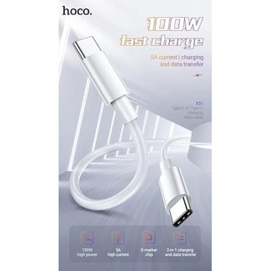 Cable Hoco X51 Tipo C a Tipo C 100W – Carga Rápida y Alta Potencia