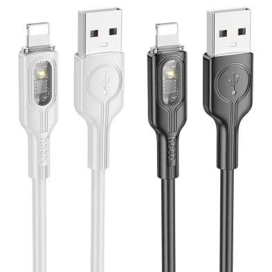 Cable Hoco U120 Transparent Explore – Carga Inteligente y Diseño LED