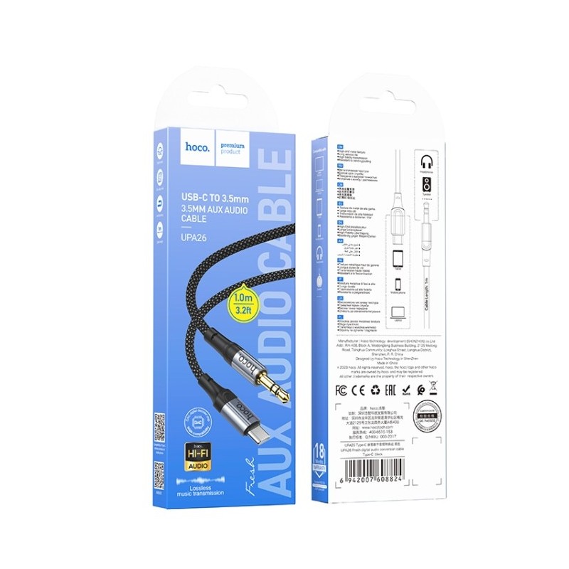 Cable Adaptador de Audio Tipo C a Aux 3.5mm Hoco UPA26